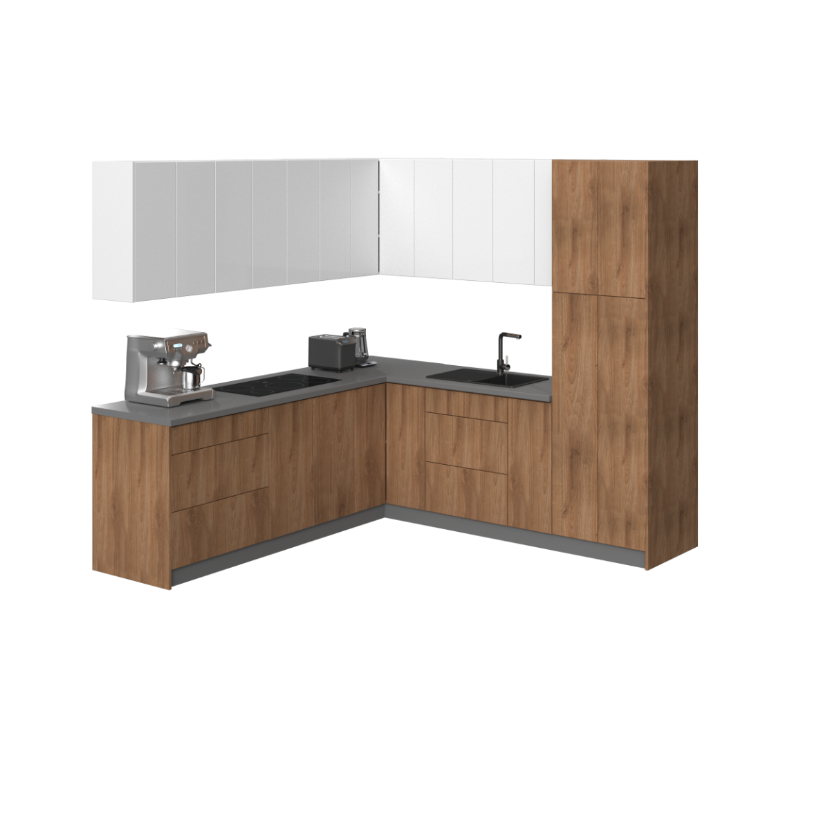 Kitchen Urban Collection Natural Teak & White Gloss Color Base Size 8x8Ft Wide