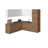 Kitchen Urban Collection Natural Teak & White Gloss Color Base Size 8x8Ft Wide