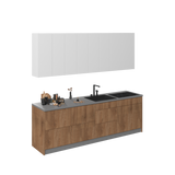 Kitchen Fusion Collection Natural Teak & White Gloss Color Base Size 8.5Ft Wide