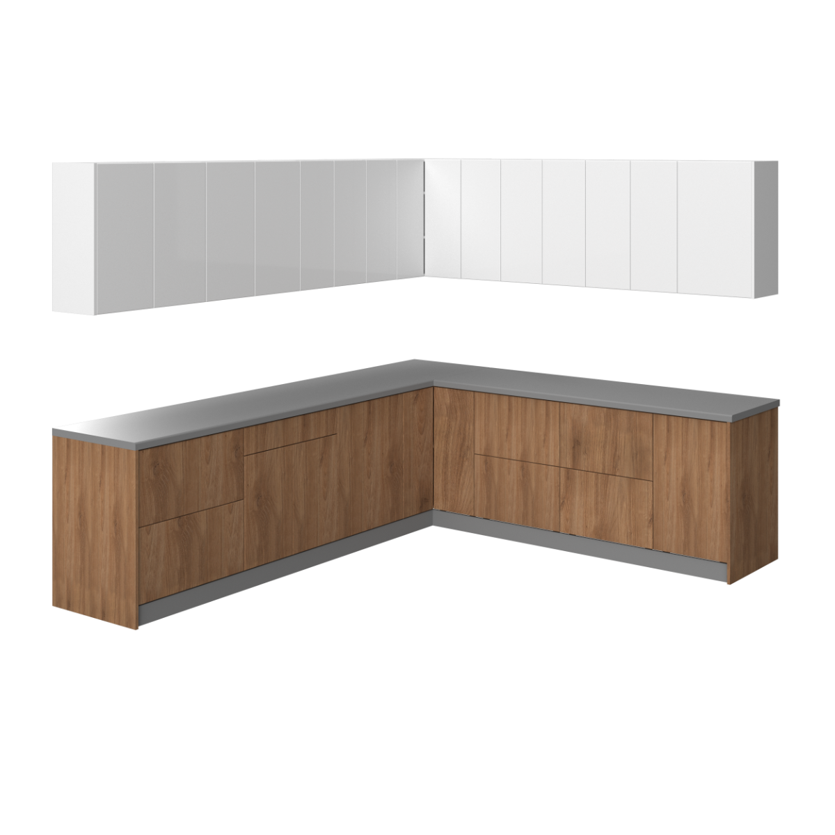 Kitchen Modern Collection Natural Teak & White Gloss Color Base Size 10x8,5Ft Wide