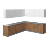 Kitchen Modern Collection Natural Teak & White Gloss Color Base Size 10x8,5Ft Wide