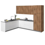 Kitchen Harmony Collection White Gloss & Natural Teak Color Base Size 8x10Ft Wide