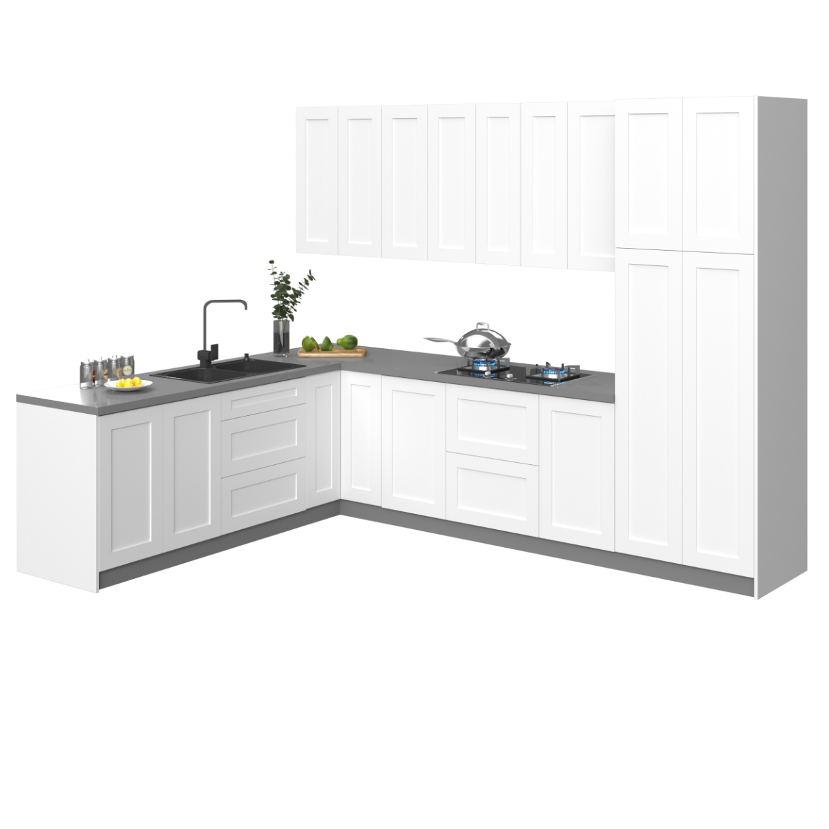 Kitchen Harmony Collection White Matte Color Base Size 8x10Ft Wide