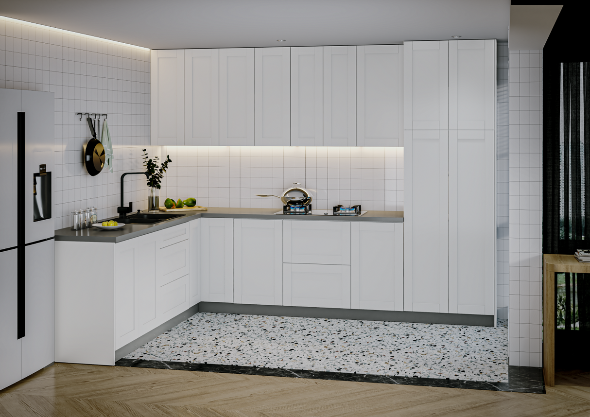 Kitchen Harmony Collection White Matte Color Base Size 8x10Ft Wide